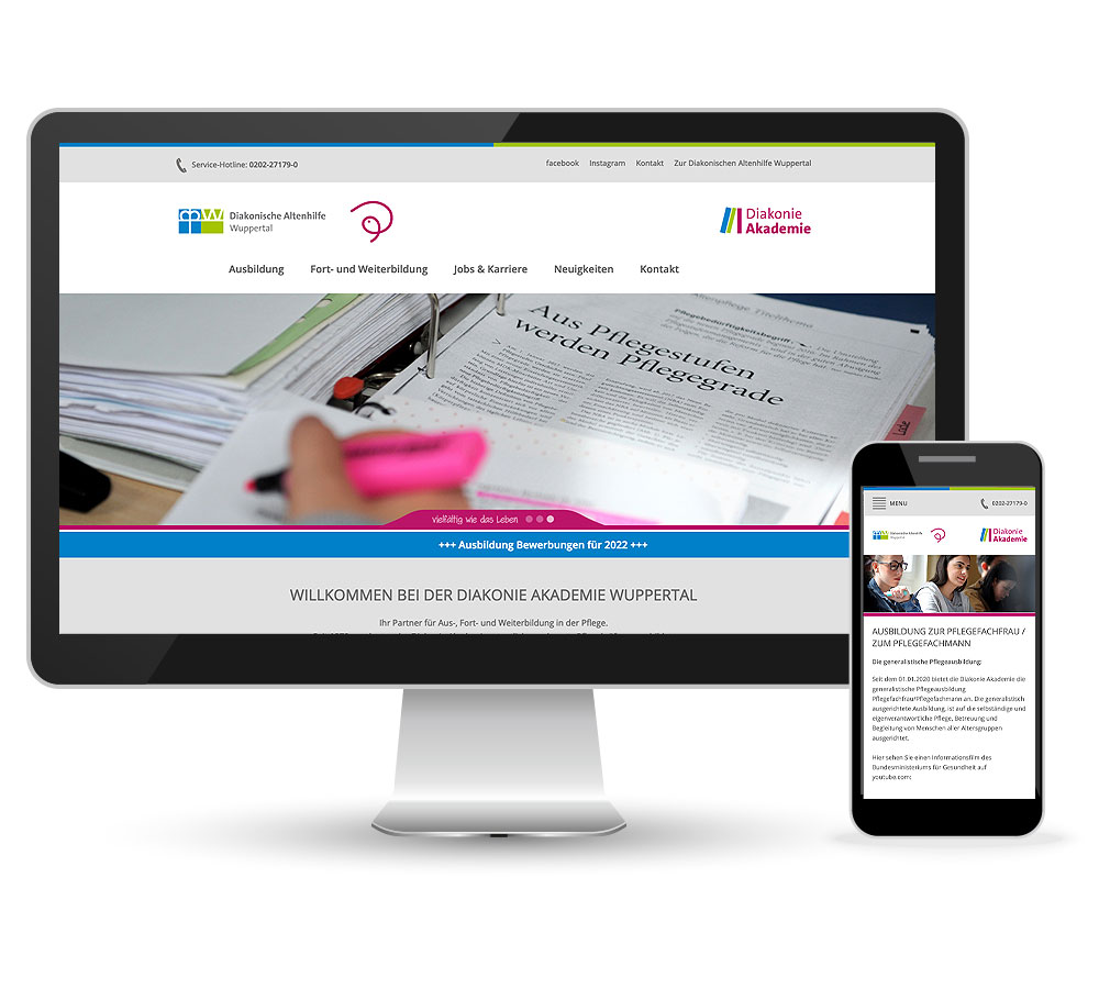 Diakonie Akademie Webdesign Webdesign für die Diakonie Akademie in Wuppertal